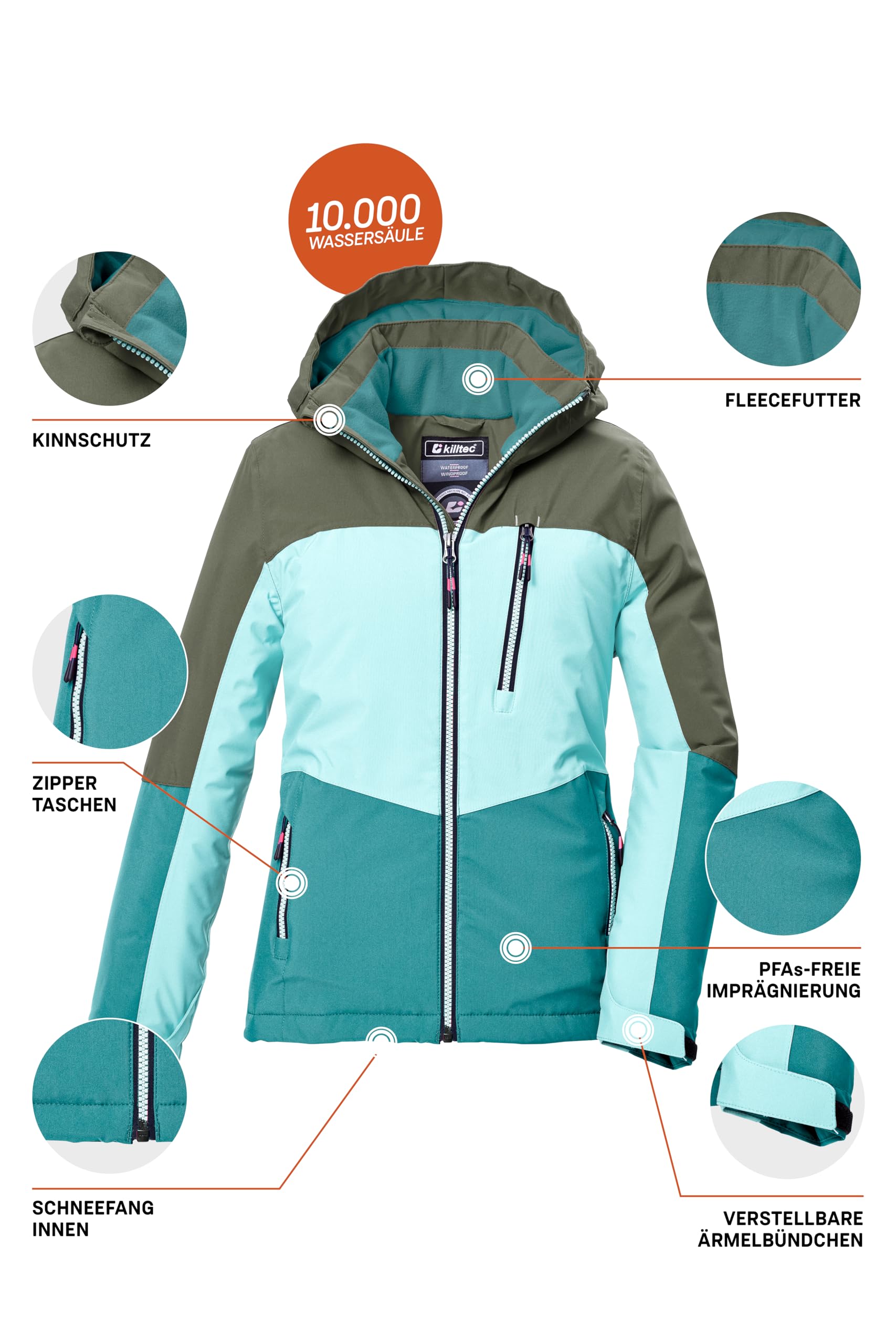 Killtec Kow 354 Grls Jckt Giacca funzionale/giacca outdoor con cappuccio e paraneve Bambine e ragazze