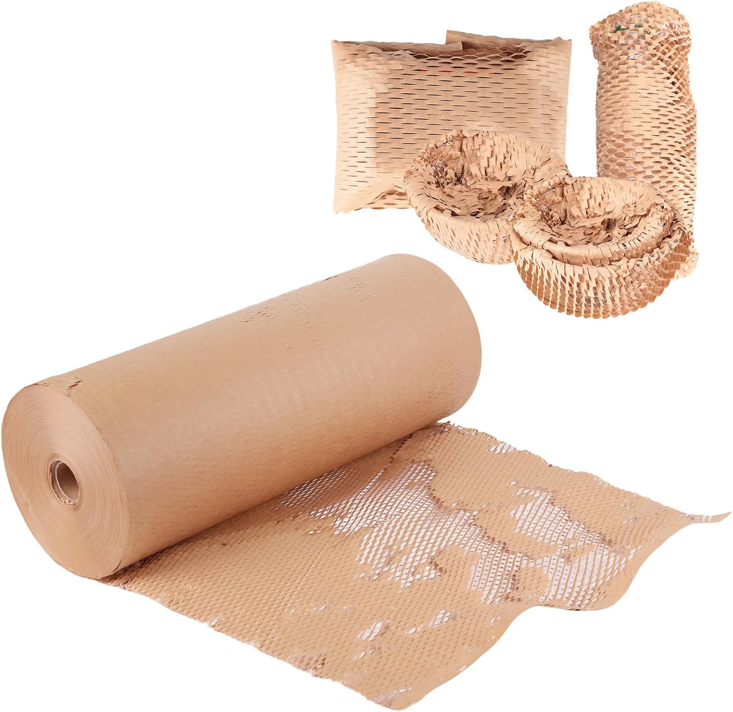 Eco-Friendly Honeycomb Packing Paper - 20" x 1500' Extra Large Roll, 100% Recyclable Kraft Material, Ideal for E-Commerce, Moving, and Small Business Shipping