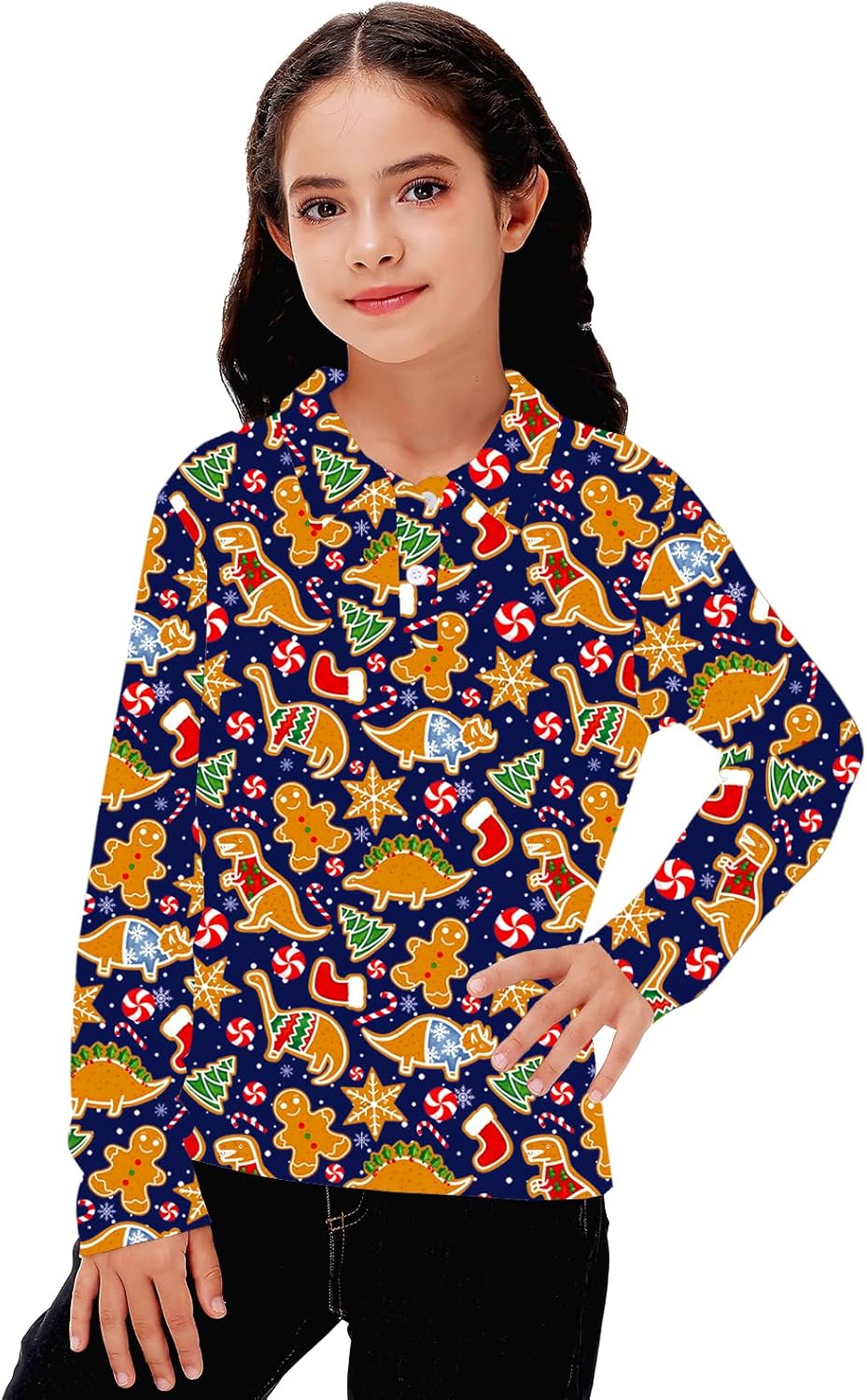 Remimi Kids Valentines Print Polo Shirt Mardi Gras Long Sleeve Collared Shirts 5-14 Years - Image 5