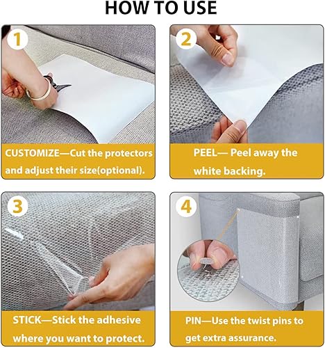 Miniatura 5 de U-LIAN Cat Scratch Furniture Protector 12 Pack Cat Tape Cover Couch Protector for Cats Scratch Deterrent Plastic Covers Sofa Corner Scratching