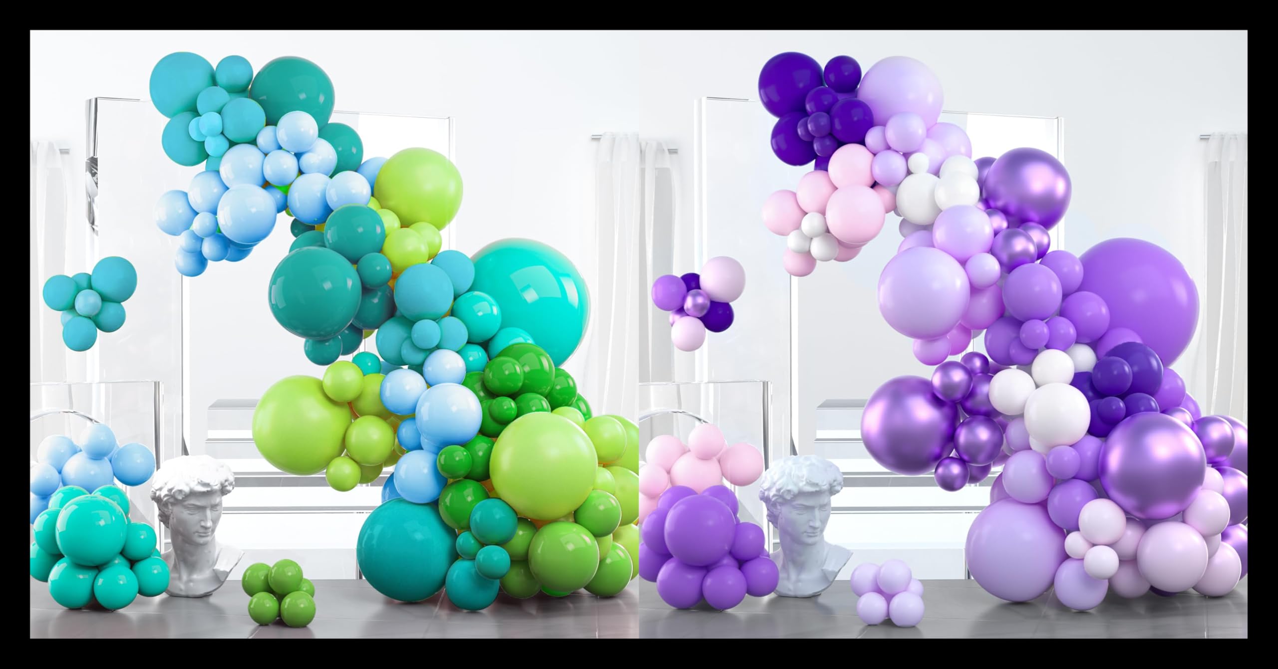PartyWoo Green Balloon Garland 100 pcs and PartyWoo Purple Balloon Garland 100 pcs