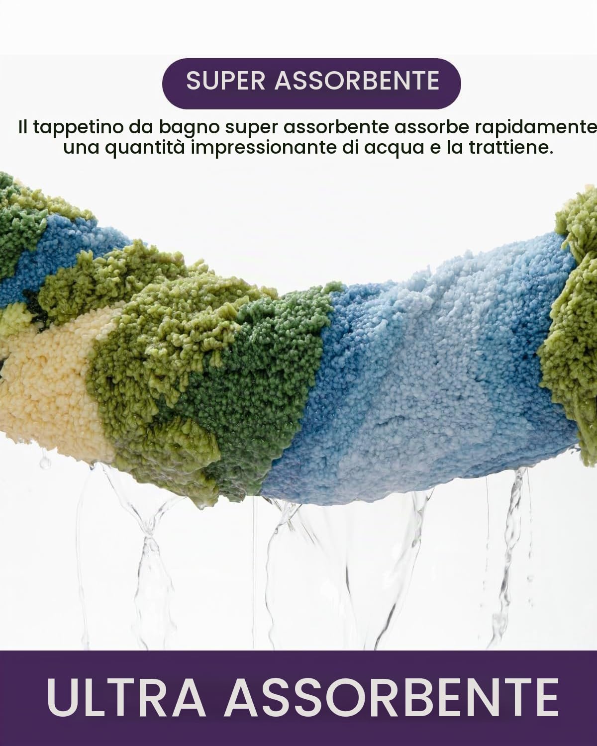 DEXI Tappetino da bagno in muschio, ultra spesso, morbido, verde, assorbente, in microfibra, antiscivolo, per pavimento doccia, lavandino, camera da letto, accessori per la casa, 51 x 81 cm, verde