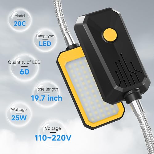 Miniatura 6 de Luz LED para máquina, lámpara de cuello de cisne, luz de cuello de cisne con abrazadera, 2500 lúmenes, 120 voltios, con base de abrazadera, ideal
