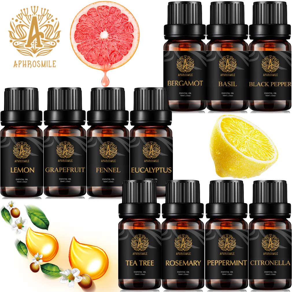 Aromatherapie ätherisches Öl-Set für Diffusor, 100% ätherische Öle, 7 x 10 ml, Premium ätherische Öle, Kamille, Geranie, Wacholderbeere, Lavendel, Kiefernnadeln, Rose, Thymian Öl