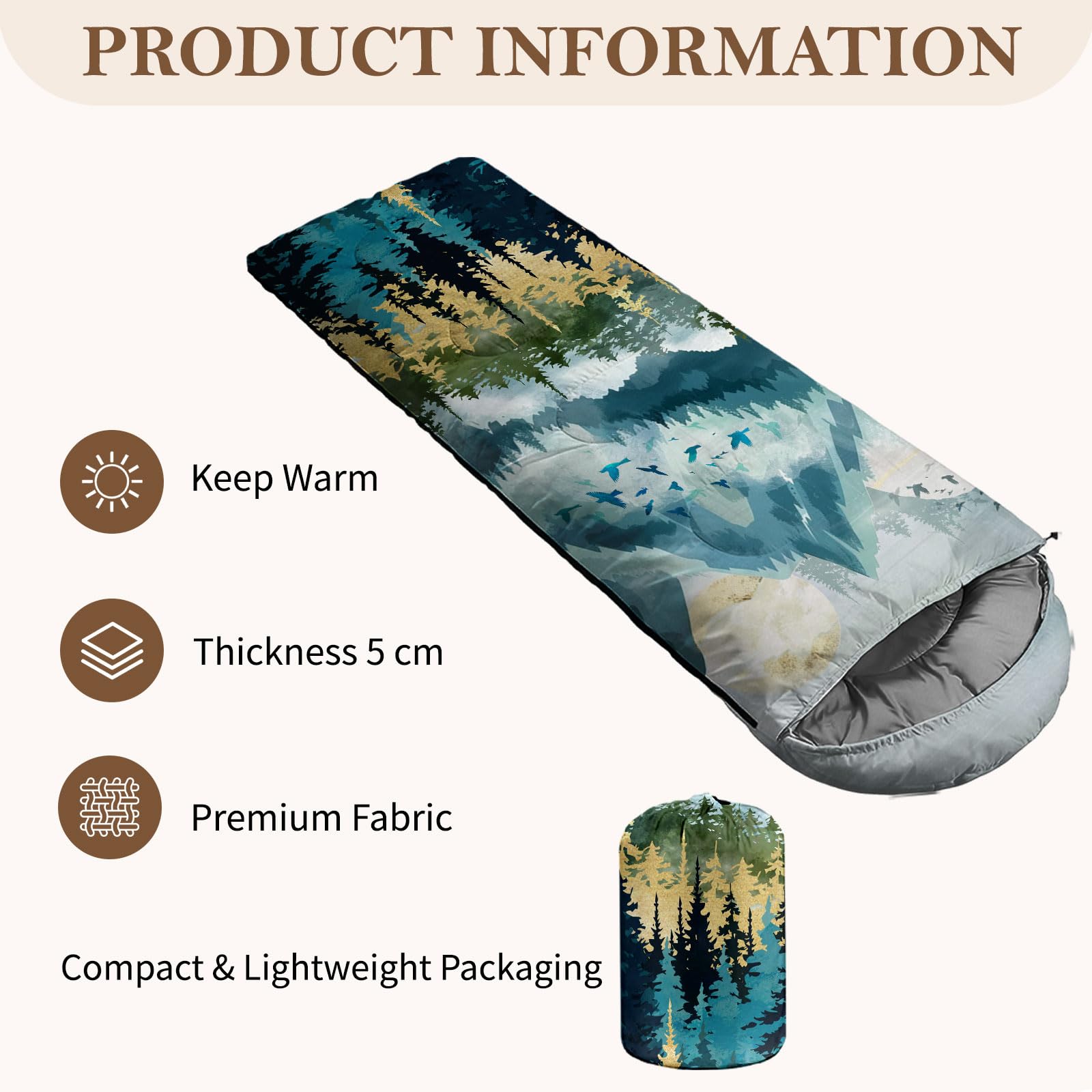 Outdoor Sleeping Bag Compact with Compression Sack for Camping Travel
