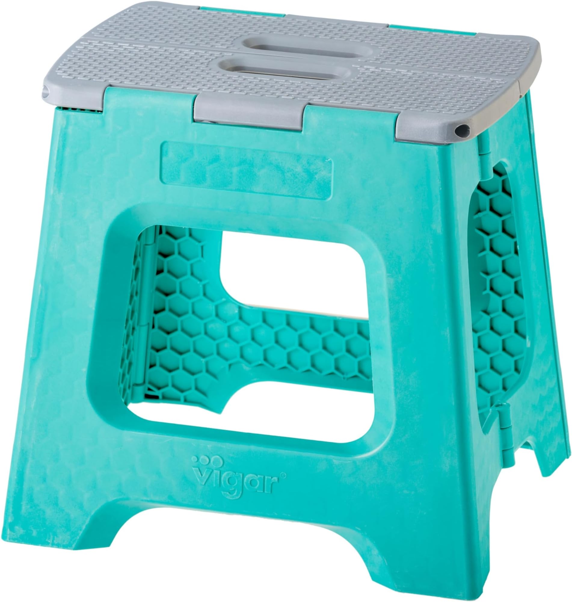 Vigar Compact Step Stool Foldable, 12-1/2-inch Step Stools for Adults up to 330 Pound, Lightweight Stool, Non-Slip Folding Step Stool, Turquoise