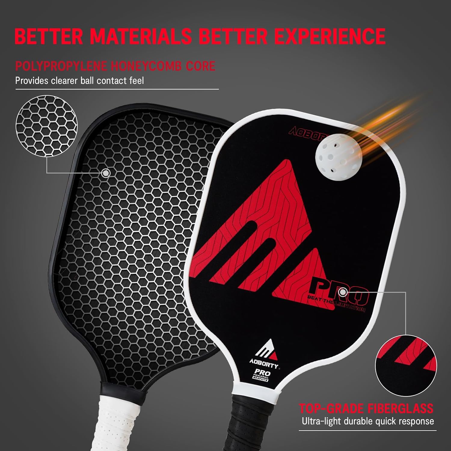 Pickleball Paddles 4 Pack - USAPA Light Graphite Premium Rackets Fiber Face & Polymer Honeycomb Core Pickleball Set with 4 Outdoor Indoor Balls Including Portable Carry Bag - Image 2