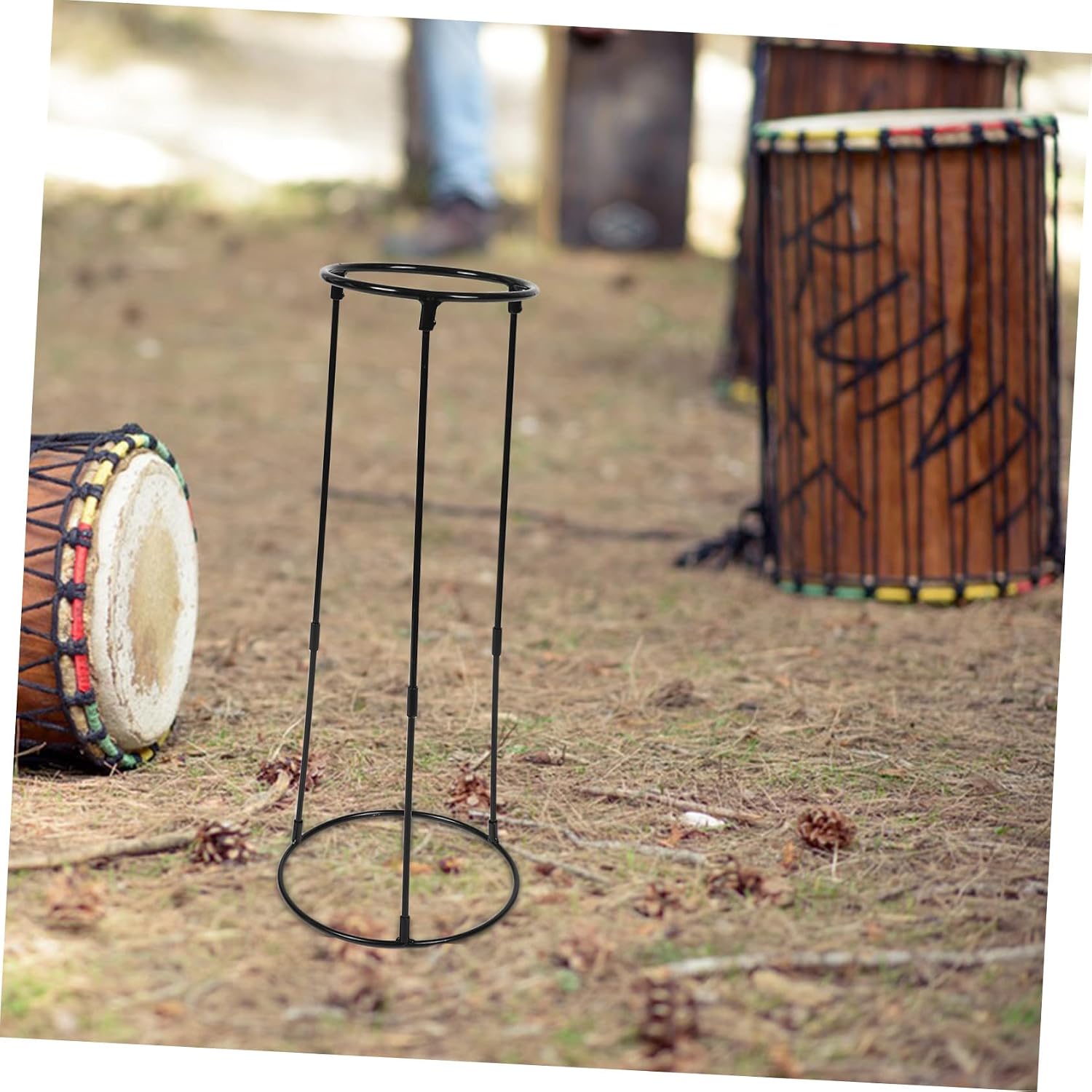 INOOMP Adults Drum Stand Hand Drum Rack for Djembe Carbon Steel Holder Secure Stability Portable Multi-purpose
