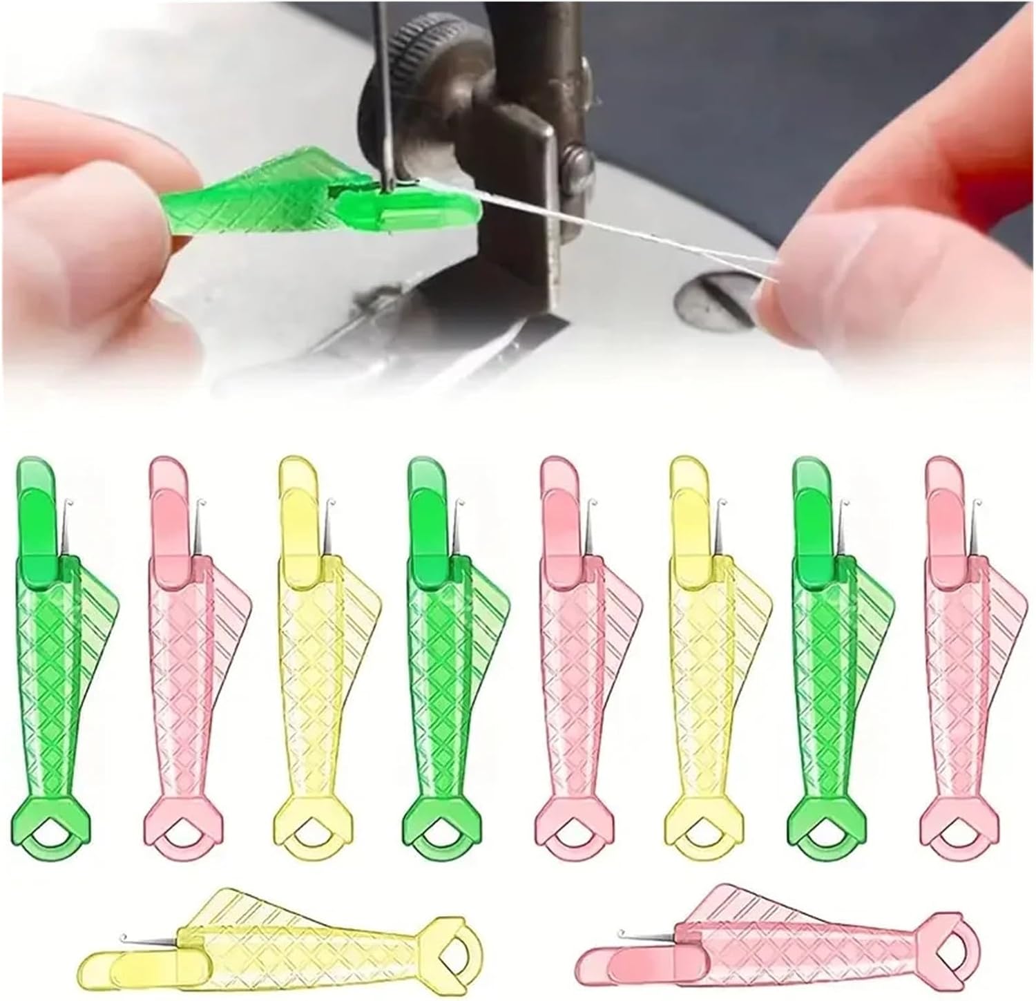 500pcs Sewing Machine Needle Threader Hook Mini DIY Device Elderly Quick Automatic Changer Accessories(Green)