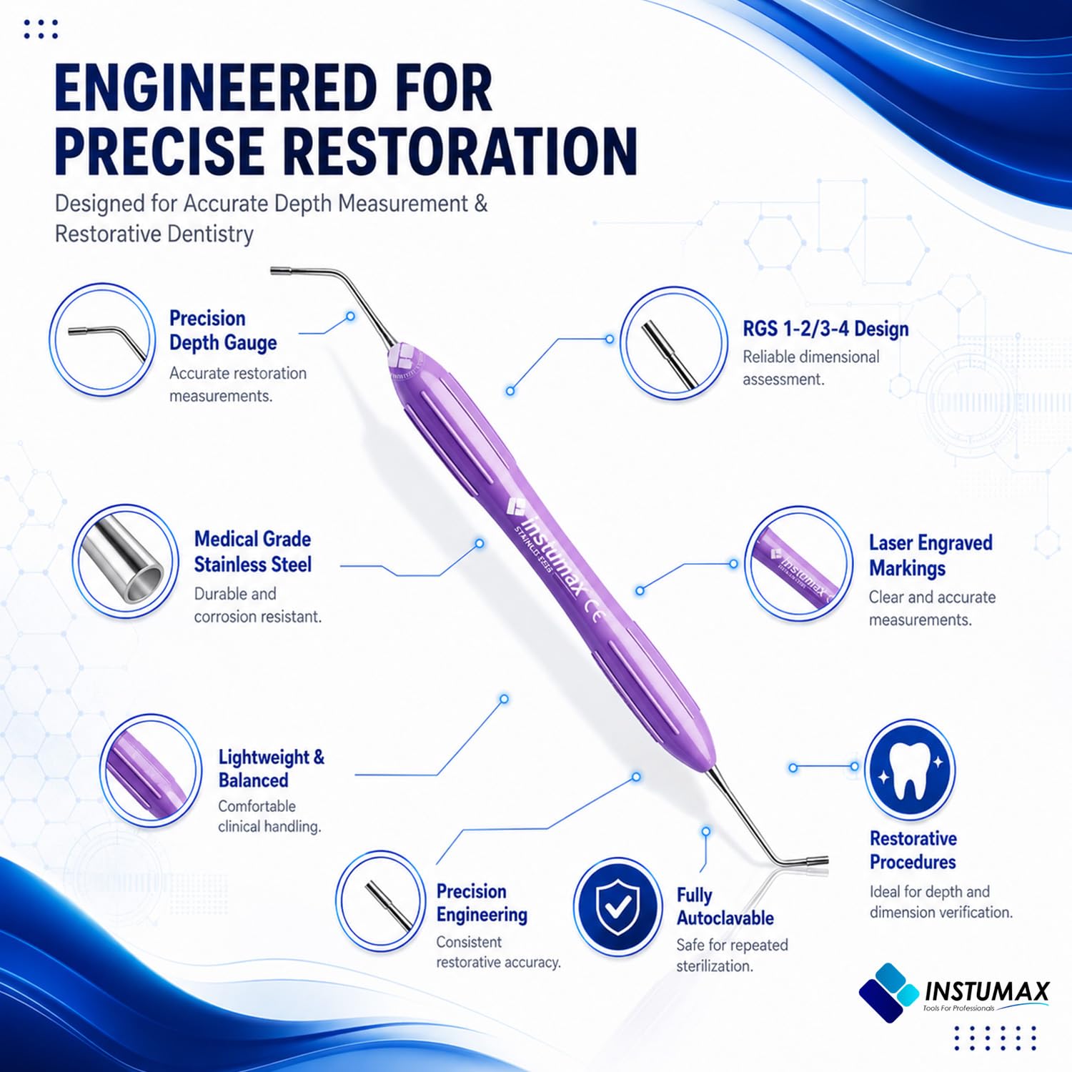 Détartreur dentaire RGS 1-2/3-2 en acier inoxydable vert violet instrument de soins bucco-dentaires à double extrémité Outil d'hygiène réutilisable pour l'entraînement et l'utilisation