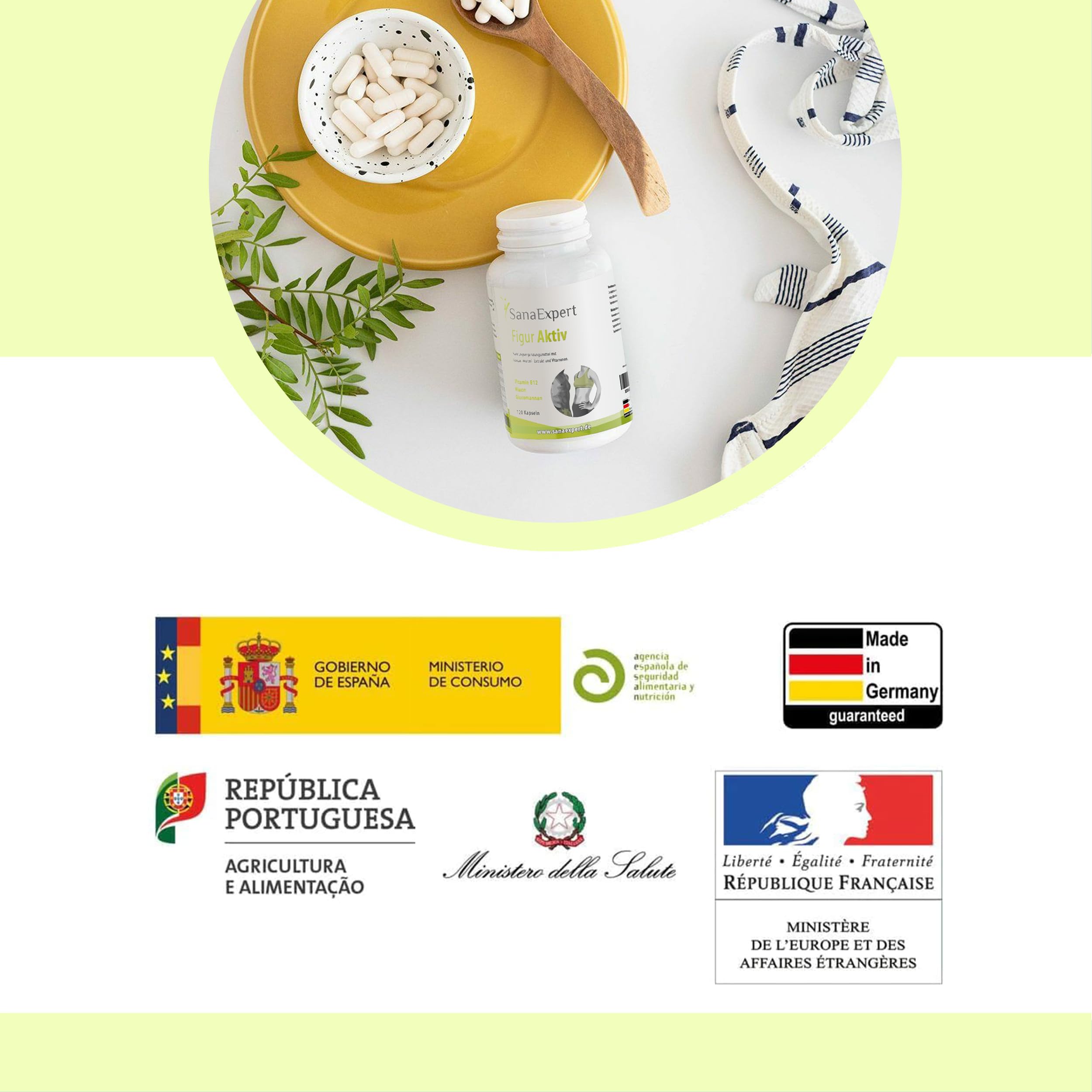 SanaExpert® Figur Aktiv Kapseln, Sättigungskapseln mit Konjak Glucomannan, Chrom, Vitamin B12, Niacin, Made in Germany, hochdosiert, 120 Stück (96 g)