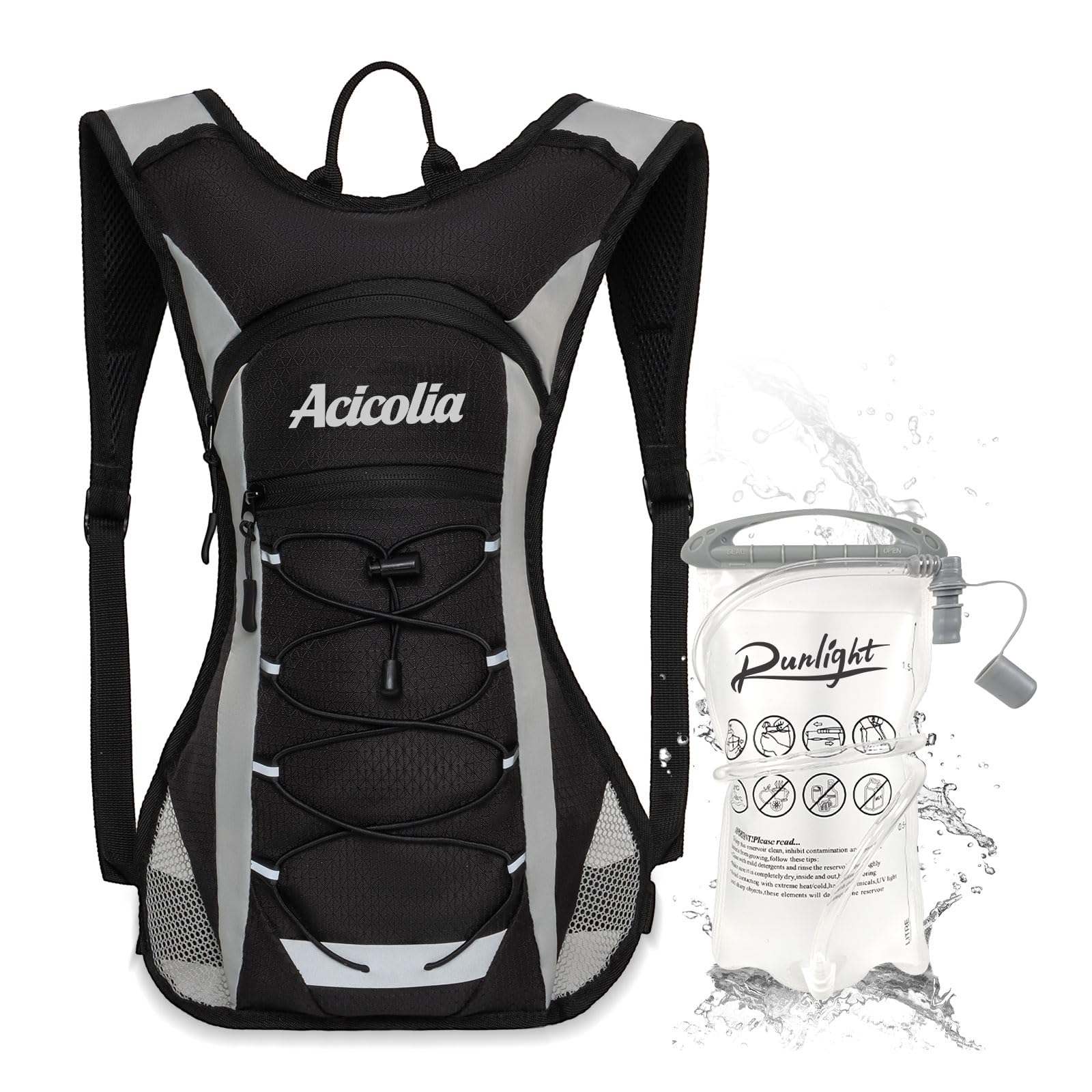 Acicolia Lightweight Hydration Backpack,Running Vest for Women Men With 1.5L Water Bladder, Hydro Water Daypack for Running,Hiking,Cycling,Climbing,Biking - 1