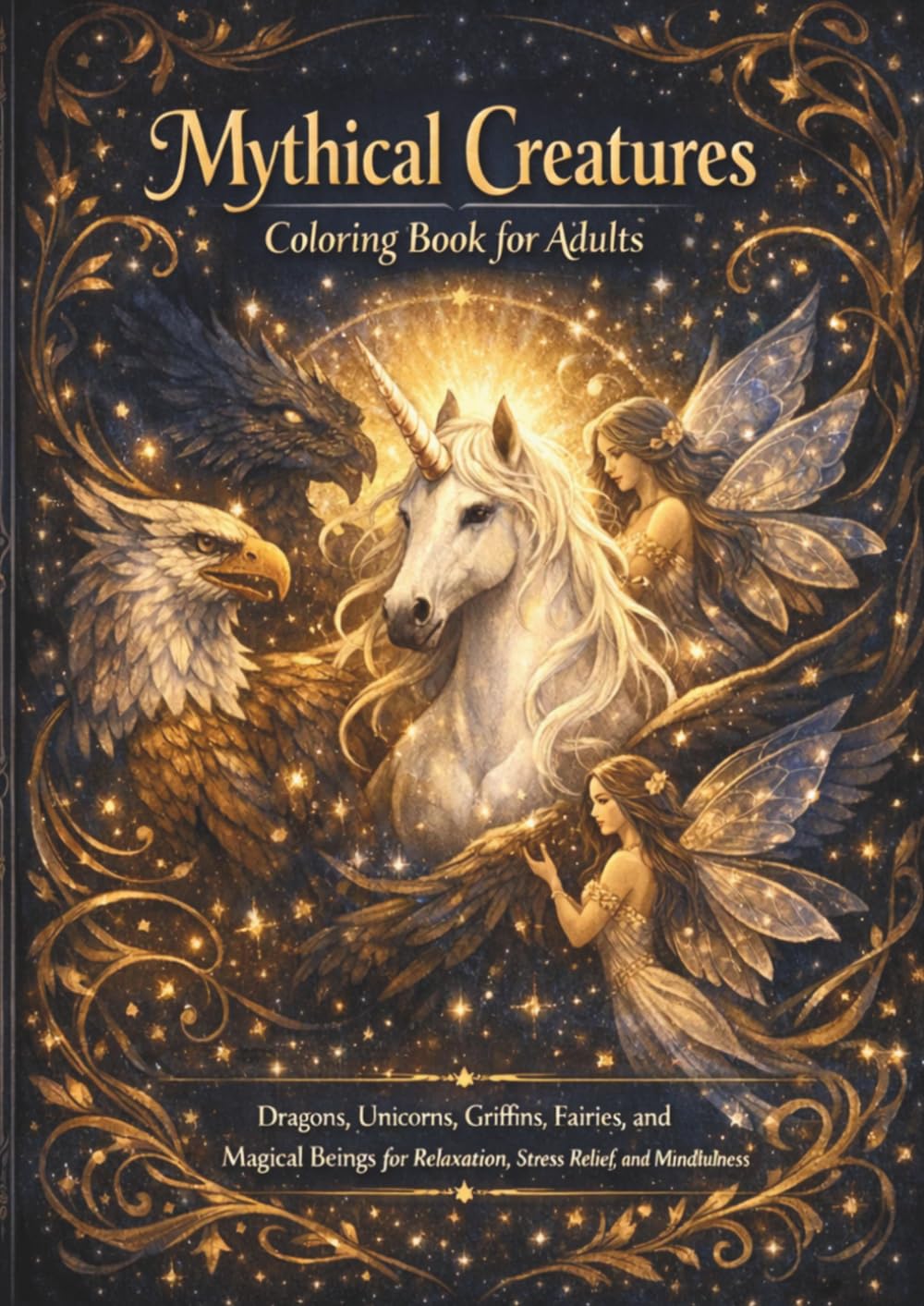 Mythical Creatures Coloring Book For Adults: Dragons, Unicorns, Griffins, Fairies and Mythical Beings for Relaxation, Stress Relief and Mindfulness