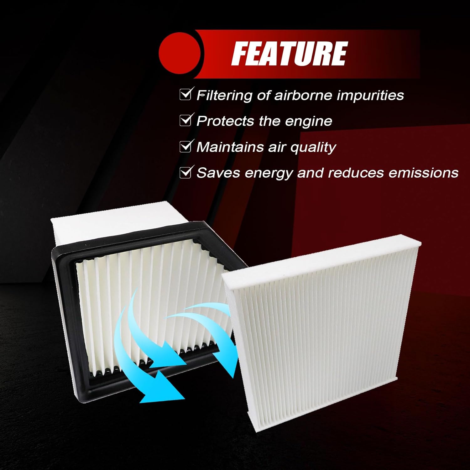 FZJDSD Engine Air Filter & Cabin Air Filter Combo Set Compatible with Nissan Rogue 2021 2022 2023 Replace 16546-6RA0A 27277-6RC0A