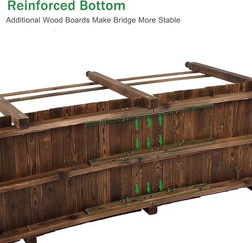 Vista 89 de VINGLI Puente de jardín, arco de madera clásico con pasarelas de seguridad (negro, 7.5 pies)