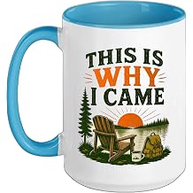 Camping Outdoors Wilderness Graphic Design Ceramic Mug, Blue/White, 15oz