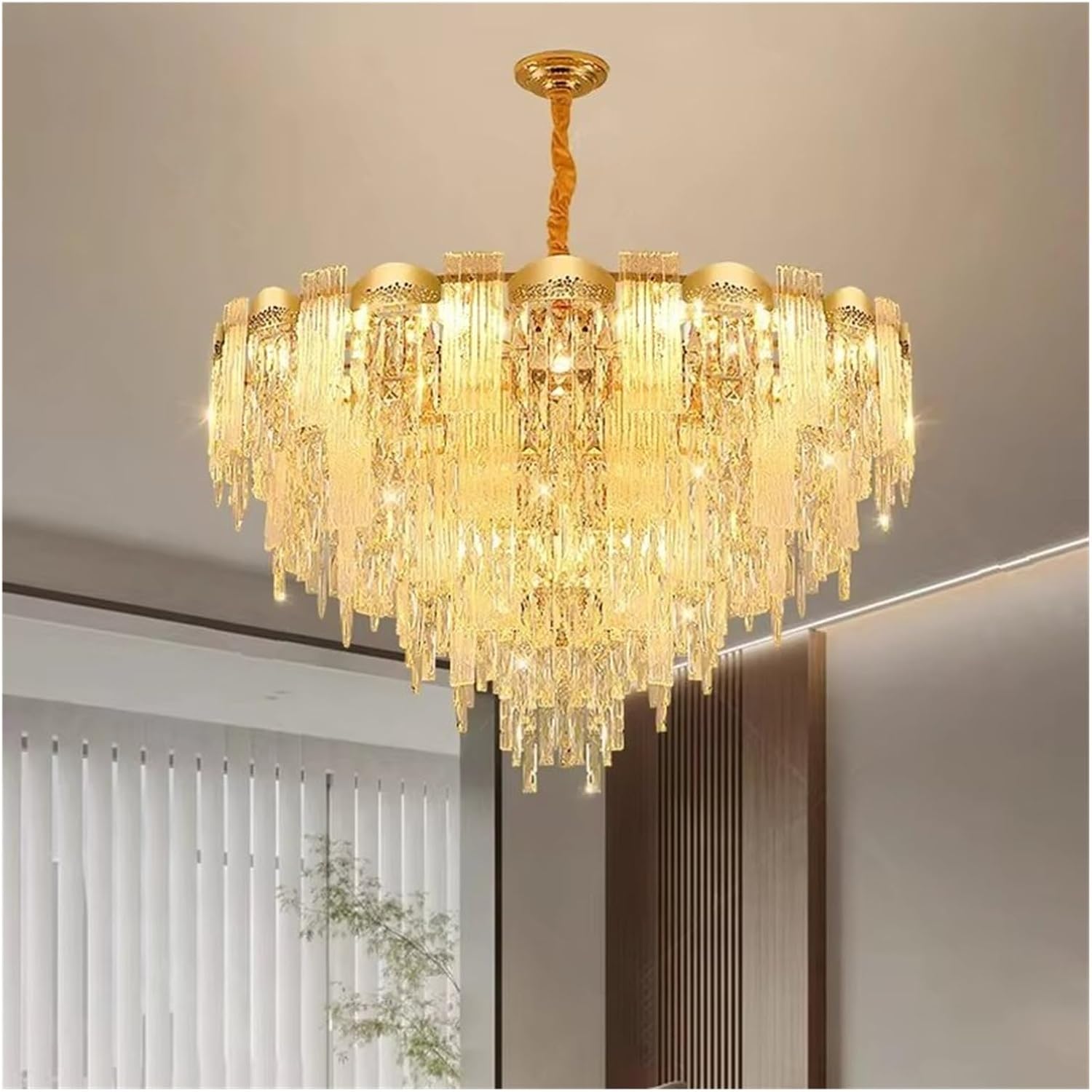 Modern Luxury Gold LED Crystal Chandelier Living Room Bedroom Dining Room Villa Large Chandelier,for Decoration