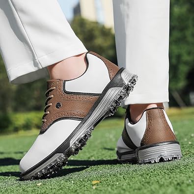 ULTIANT Golf Shoes Men's Waterproof Spikeless Classic Comfortable Trainers for Golf Shoes Training Shoes