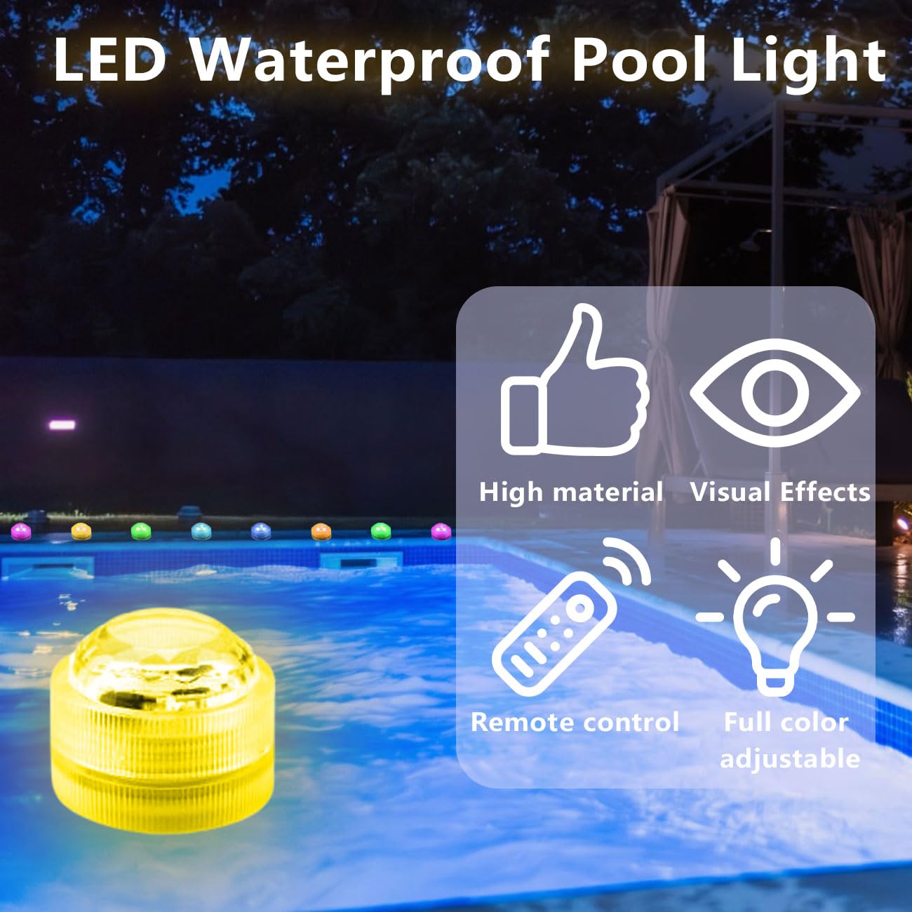 FANGWSSIBEI 3Pcs Mini Submersible LED Light with Remote Control, Colourful Waterproof Underwater Lights, ABS Shell - Image 3