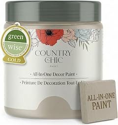 Country Chic All-in-One Chalk Paint for Furniture, Cabinets, Home Decor, Eco-Friendly, Matte Finish, Built-In Primer & Top Coat for Wood, Metal - Sunday Tea (Warm Grey) - Pint 16 oz (475 ml)
