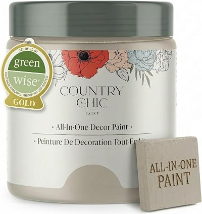 Country Chic All-in-One Chalk Paint for Furniture, Cabinets, Home Decor, Eco-Friendly, Matte Finish, Built-In Primer & Top Coat for Wood, Metal - Sunday Tea (Warm Grey) - Pint 16 oz (475 ml)