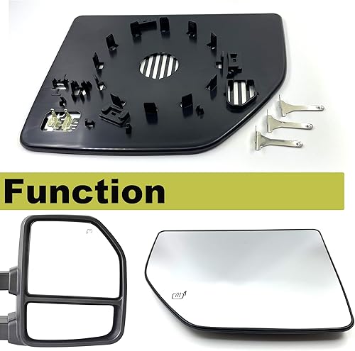 Miniatura 4 de FL3Z17K707G Espejo de remolque lateral del pasajero con parte superior de cristal, vidrio calefactado con soporte trasero de repuesto para Ford F150