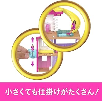 Barbie Mini Barbie Land Dreamhouse (White and Purple) with 1 Micro Doll Pretend Doll House Dollhouse for Ages 6 and Up, Pink HYF47