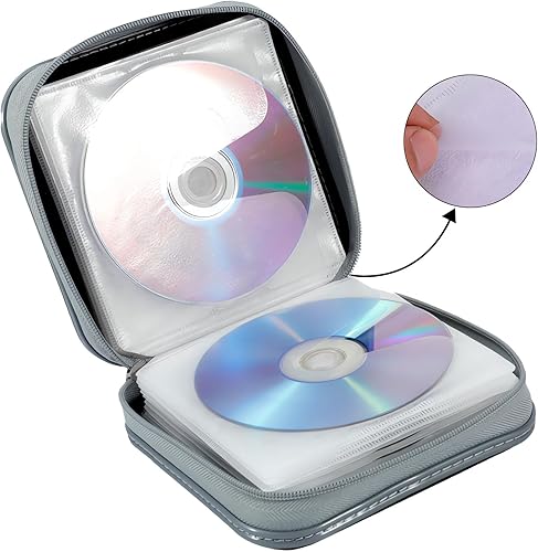 Miniatura 2 de Penxina Estuche para CD, cartera de CD y DVD de capacidad para 40 unidades, plástico duro, organizador de almacenamiento de discos VCD CD para
