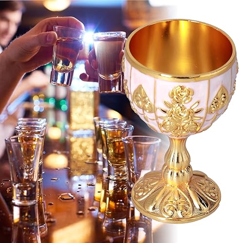 Miniatura 5 de Copas de cáliz de metal dorado, retro, copas de cáliz de 1.0 fl oz para Navidad, los mejores regalos de Navidad, adornos de fiesta, colección para