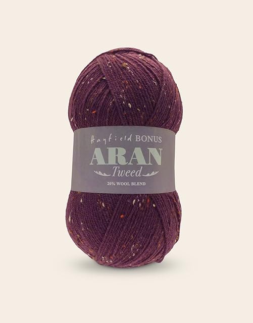 Hayfield Bonus Aran Tweed, Plum (663), 400g by Sirdar Purple F011-0663