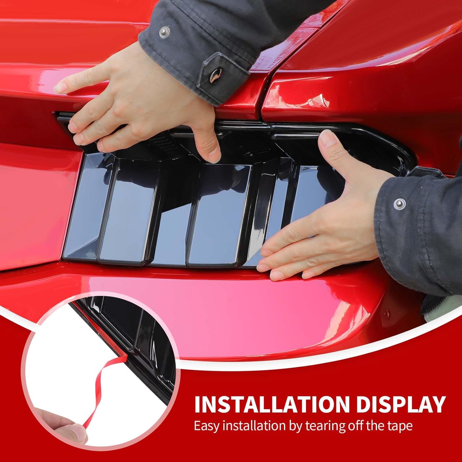 JeCar Brake Light Covers Smoked Taillight Rear Lamp Trim Guards Exterior Accessories Compatible with Ford Mustang 2024 2025