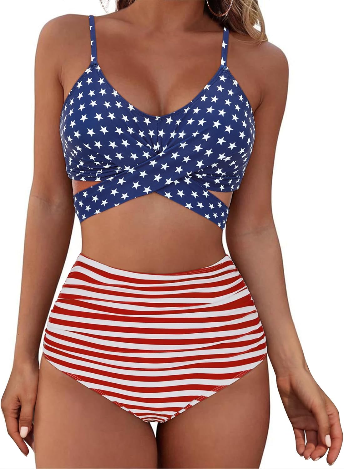 Womens Bikini of July Swimsuits Women Bathing Suits Flag Swimwear