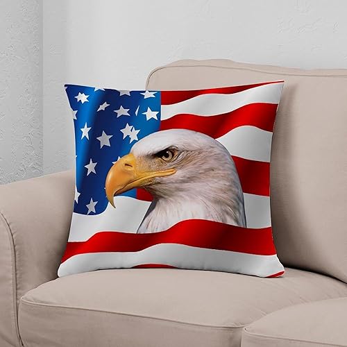 Miniatura 8 de CafePress Bald Eagle On American Flag Everyday Pillow Square Throw Pillow, Decorative Accent Pillow Woven