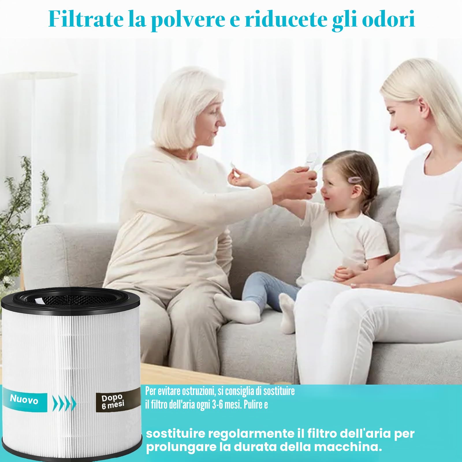 Filtro di ricambio Air 4000 per Bosch: filtro di ricambio per depuratore d'aria Bosch Air 4000, 3 in 1 H13 True HEPA con carbone attivo ad alta efficienza e prefiltro (2 pezzi)