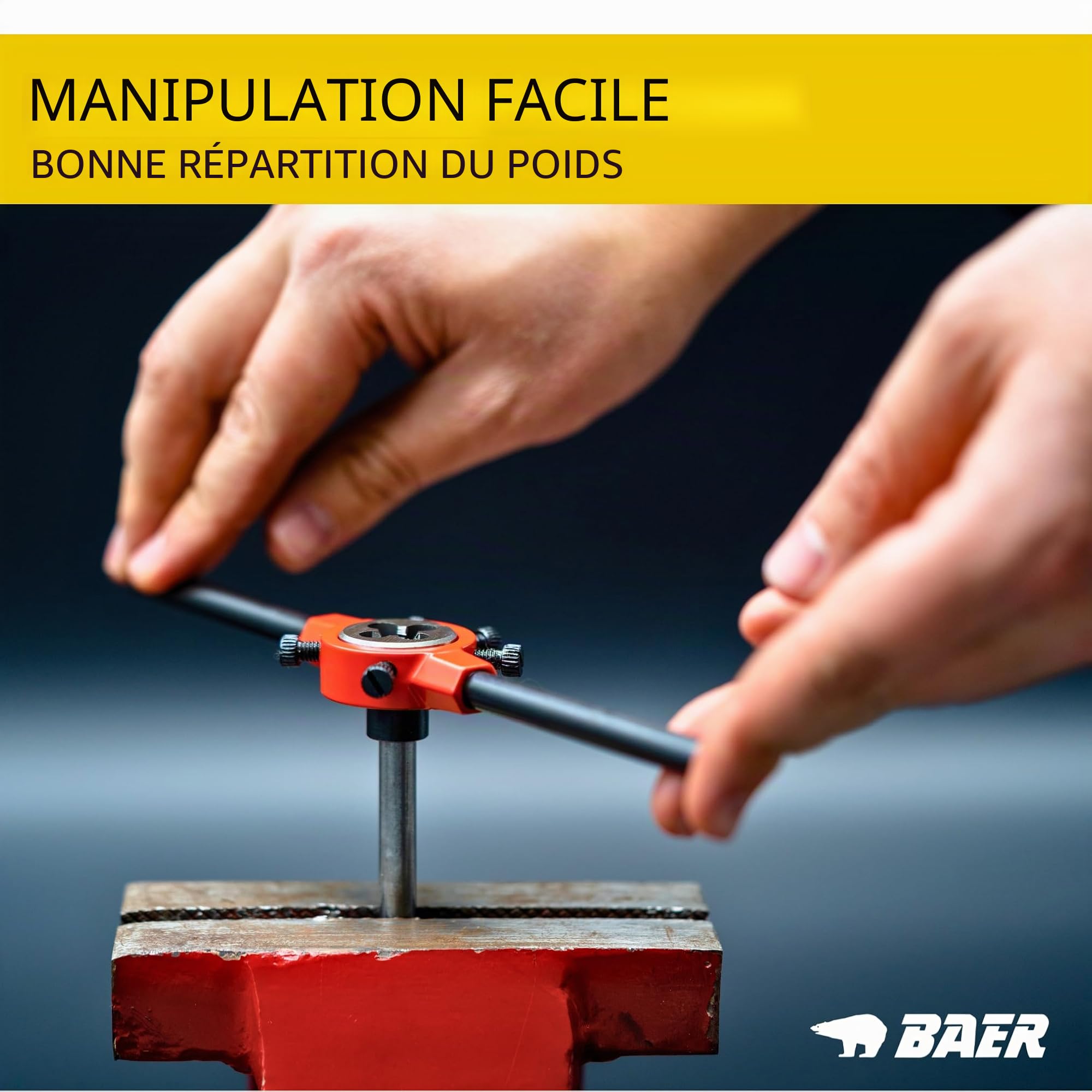 BAER Support de filière 45 x 14 mm Pro, MF 16-20, G 3/8-1/2 – DIN 225 – Support pour filières – Filetage extérieur