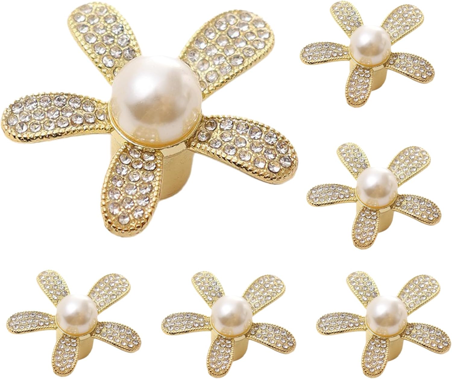 8Pcs Flower Metal Cabinet Knobs, Gold Petal Handles, Pull Handle Flower Shape Drawer Door Knob for Kitchen Cabinet, Closet Doors, Dresser (Gold)