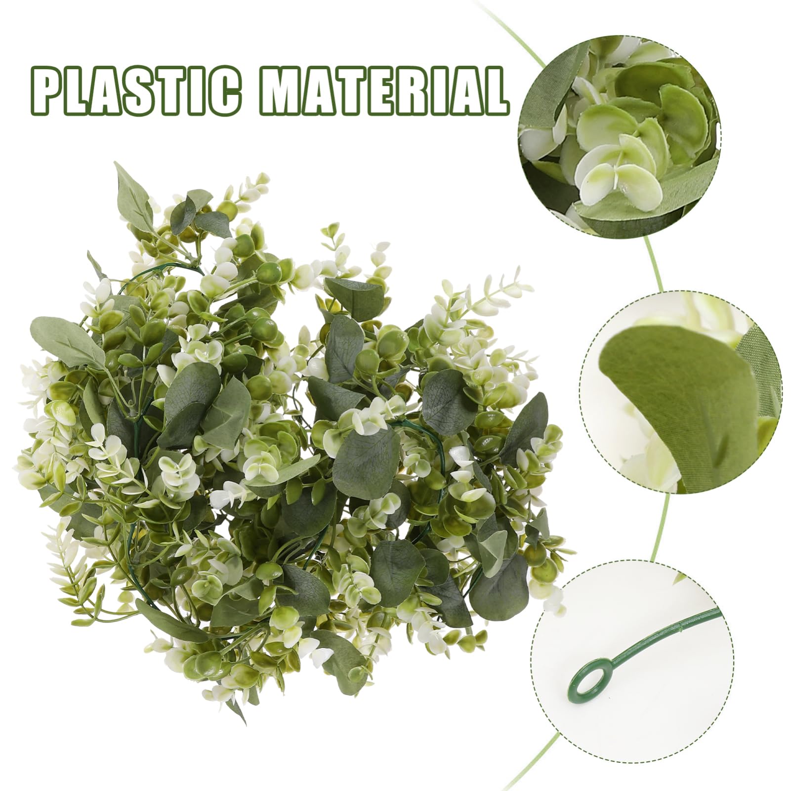 Ghirlanda di Eucalipto Artificiale 1,8m, Foglie in Plastica, Realistico Effetto, Riutilizzabile, per Nozze e Decorazione Esterna
