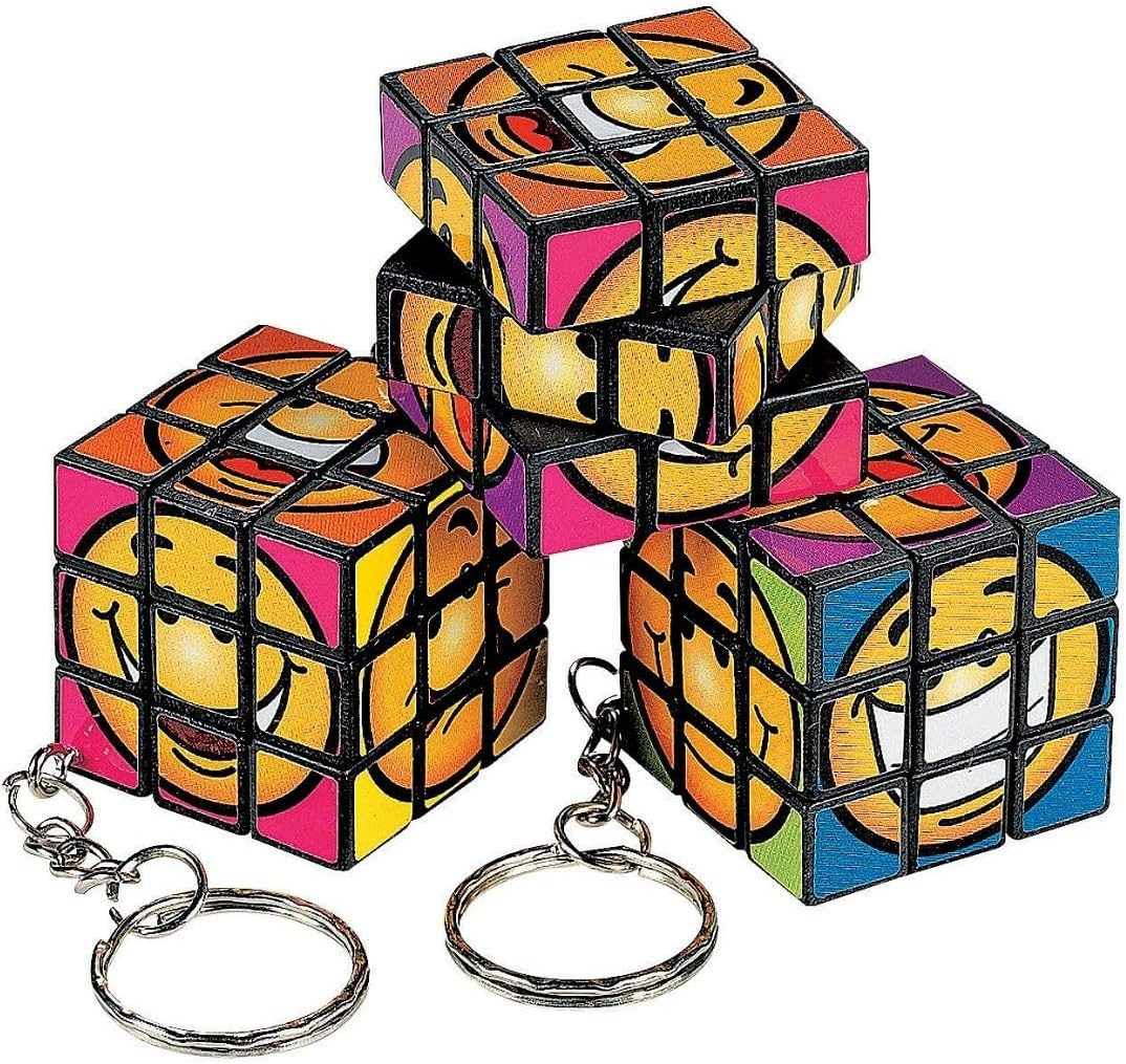 Fun Express - Mini Fun Magic Cube Puzzle Key Chains - Apparel Accessories - Novelty Key Chains - 12 Pieces
