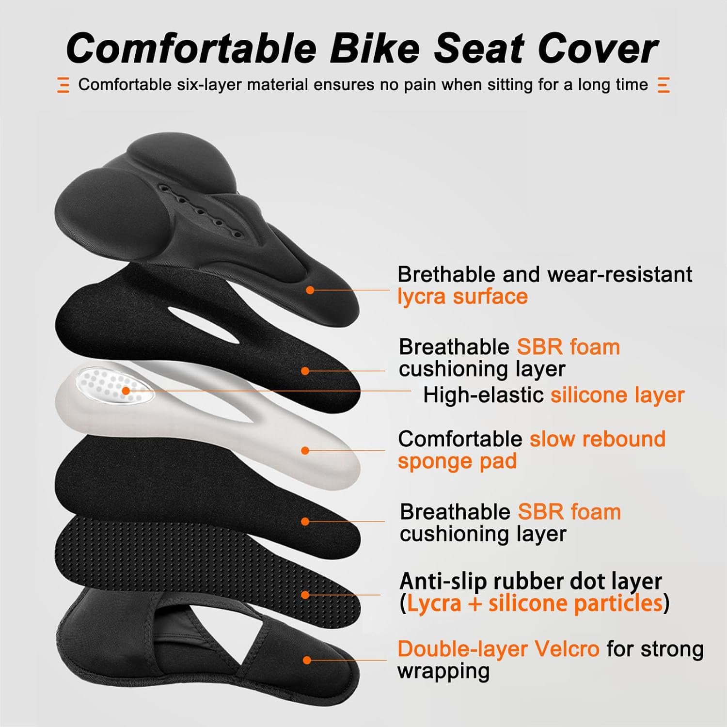 Coprisella per Bicicletta per Merida Ride 88 2014, Copri Sella Bicicletta Comoda in Memory Foam a Doppio Strato, Coprisella Bici Gel Morbido,Black1