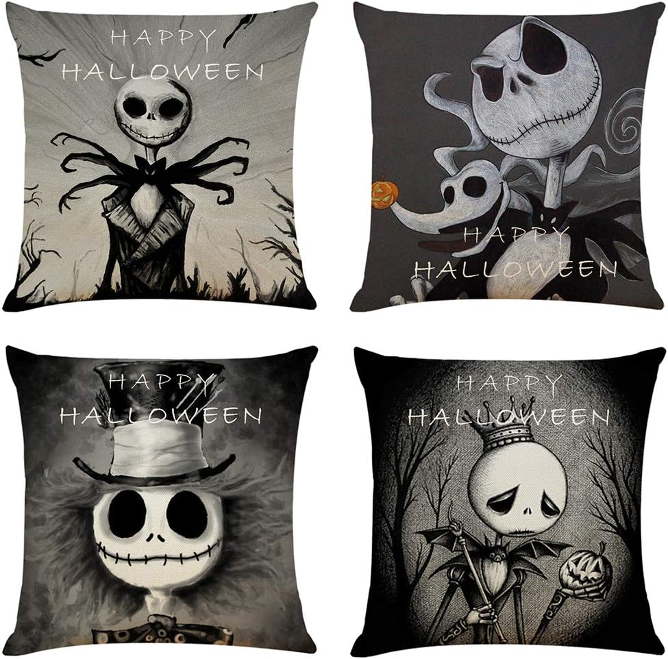 Ogrmar 4-Piece Halloween Decor Throw Pillow Covers (18×18)