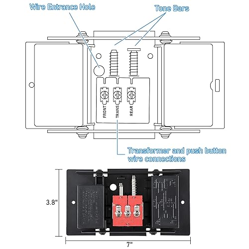Miniatura 4 de Saillong Timbre con cable, 16 V 10 VA timbre de puerta delantera y trasera para pared del hogar, compatible con botón de timbre regular y