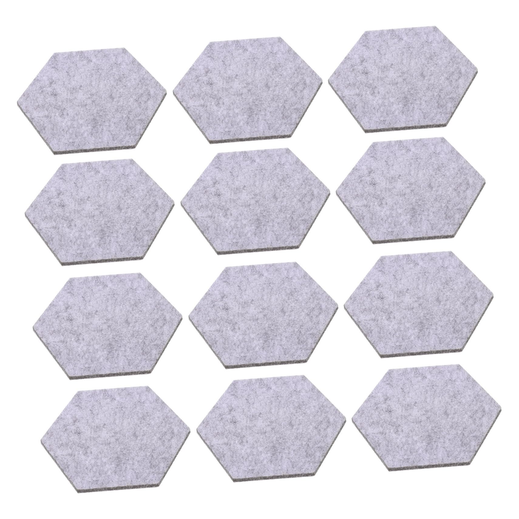 DOITOOL Felt Decorative Wall Panels 12 Pcs Hexagon Bulletin Board Soundproofing Self-Adhesive Memo Boards