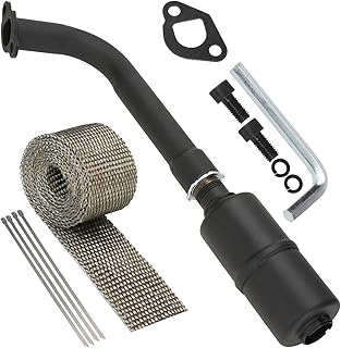 Upgraded Exhaust Header Pipe Muffler for Predator 212cc 196cc 224cc 6.5hp Coleman CT200U CT200U-EX BT200X Baja WarriorMB200 GX160 GX200 Hammerhead Mini Bike Go Kart Parts with Heat Shield Tape