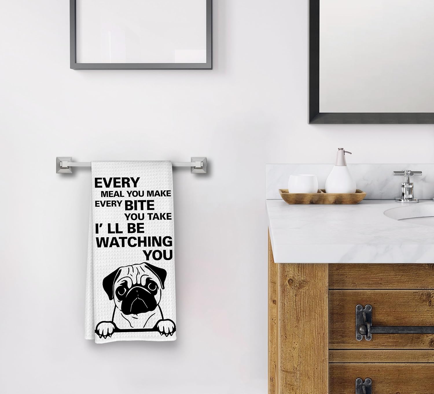 Every Meal You Make Every Bite You Take Kitchen Towels, Funny Dish Towels for Kitchen, Dog Decorative Hand Towels, Pug Decor, Pug Gifts for Pug Lovers, Pug Dog Hand Towels for Bathroom image 2