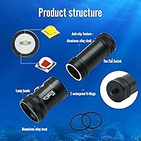 Vista 2 de Luz de video de buceo 2000 lúmenes Luz de cámara de fotografía de buceo para gopro Dive LED linterna, 100M/330FT luz de inundación submarina con haz