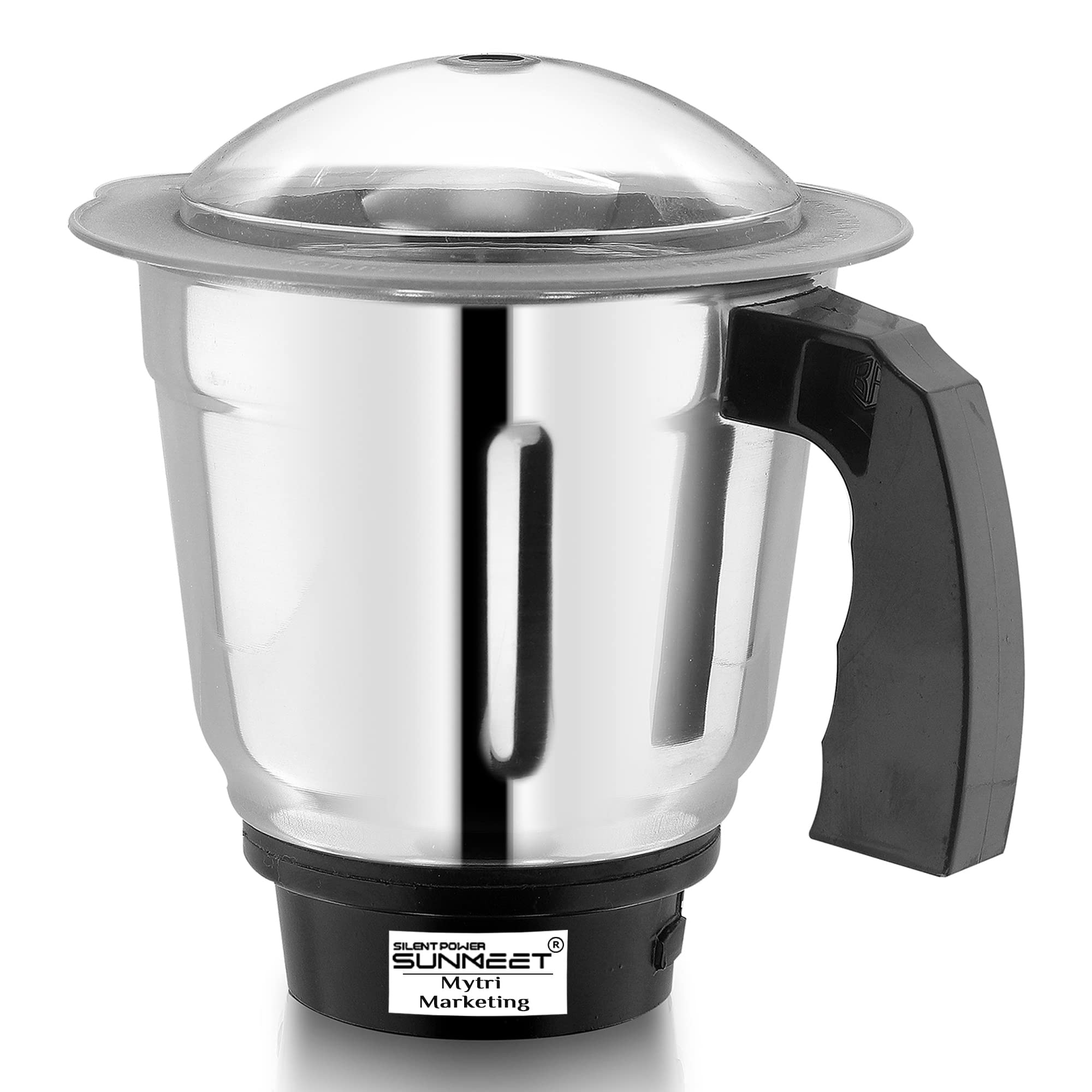 SilentPowerSunmeet Dry Jar for Mixer Grinder Stainless Steel with Handle Aluminium Base MA17, Silver Pack of 1