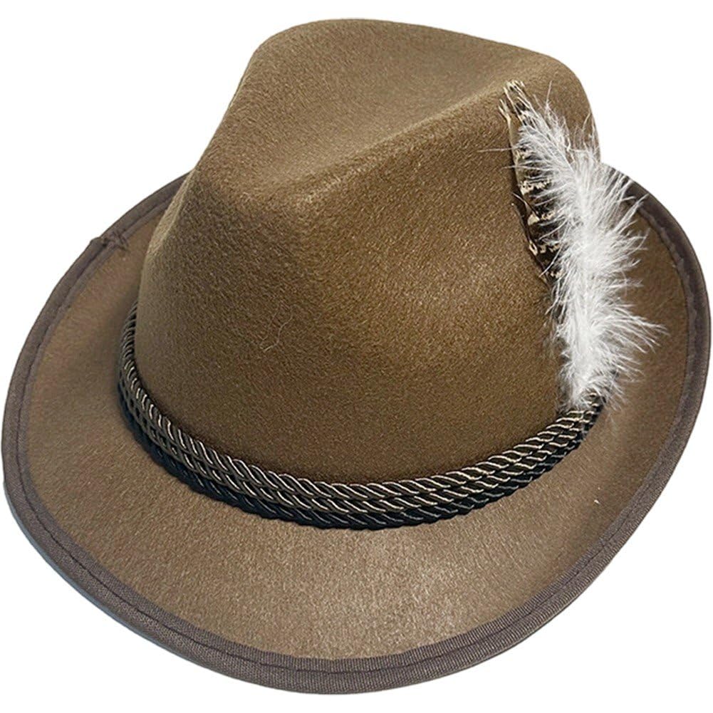 Sslvya Feather Oktoberfest Hats for Men Women German Alpine Bavarian Oktoberfest Costume Accessories for Adults Unisex Festival Party