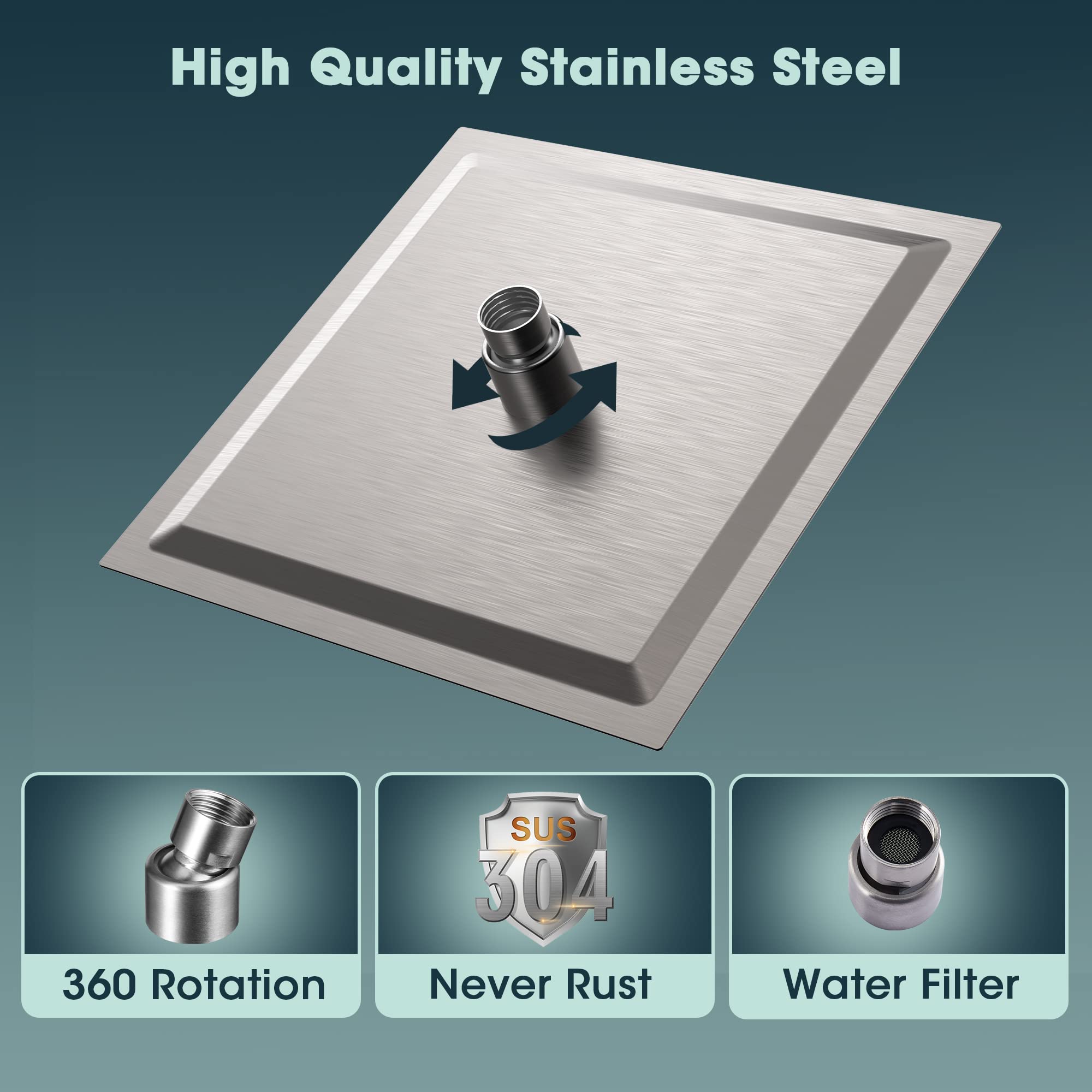 Snapklik.com : Rain Shower Head - 12 Inch High Flow Brushed Nickel ...