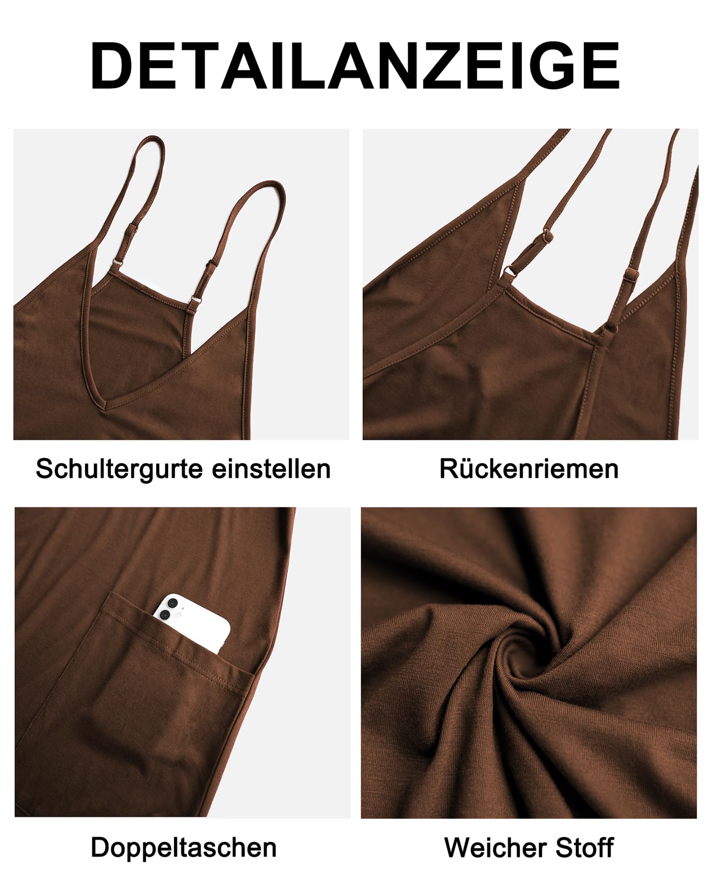 BEIGAI Salopette da donna, pantaloni da lavoro, estivi, senza maniche, con scollo a V, spalline e grandi tasche, elegante, comodo, casual, per il tempo libero