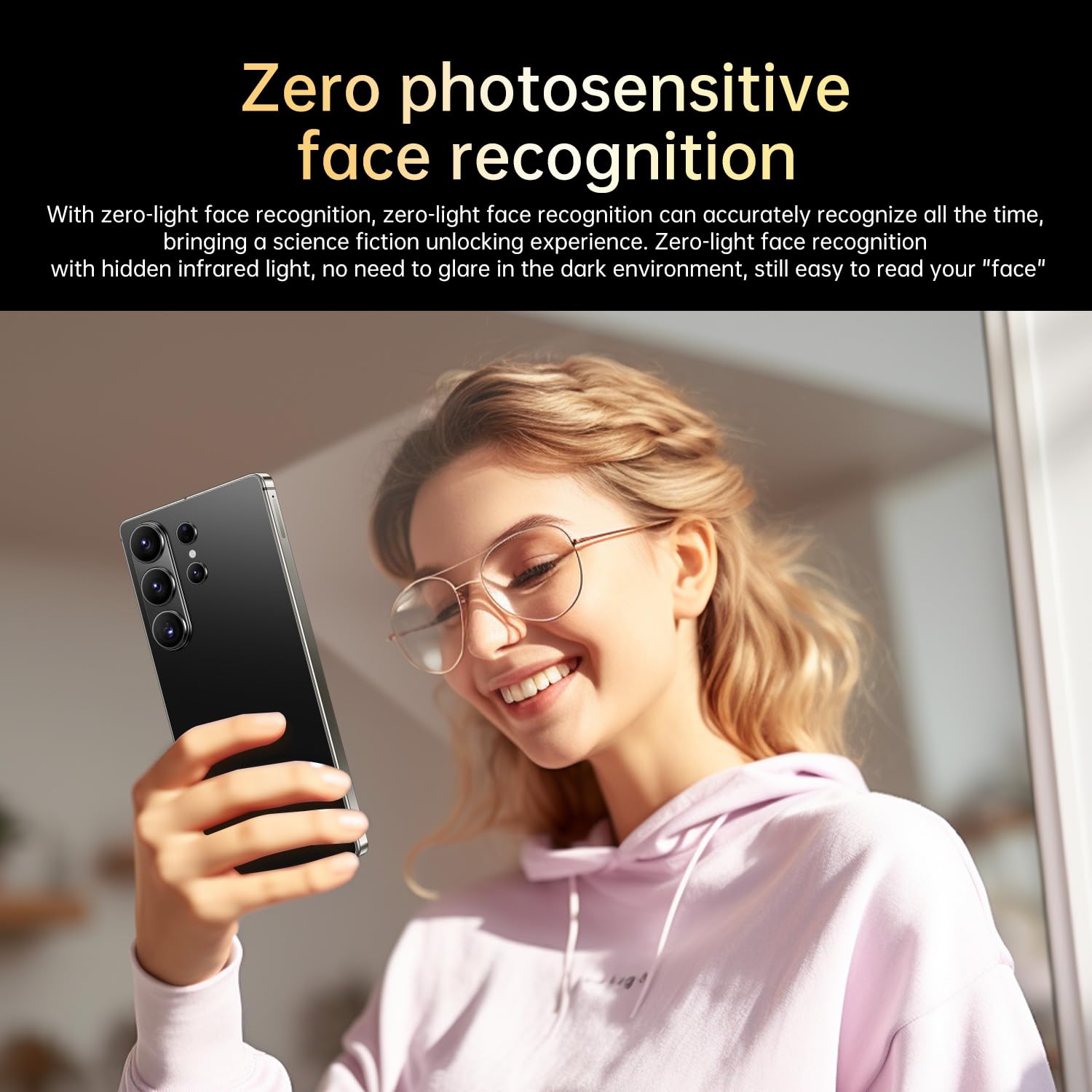 SZV 26 Ultra Unlocked Cell Phone,16+1TB 5G Unlocked Phone, Built in Pen Android 15 Battery 7000mAh 6.99" HD Screen Smartphone, Dual SIM/Face ID/Fingerprint Lock/GPS (Black, 16+1TB) - 3